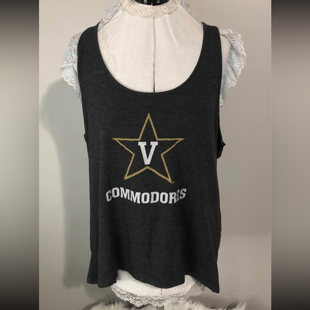 XL National Collegian Sleeveless Charcoal Tank (V Commodores) Vanderbilt C5516